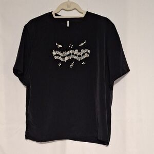 Bon Worth Black Music Note Short Sleeve Tee